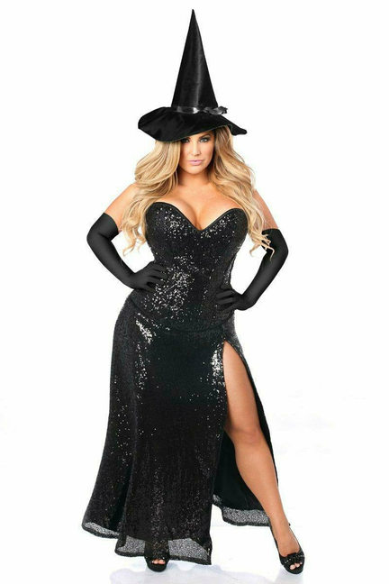 Daisy Corsets Premium Sequin Witch Corset Costume 2X Plus Size with Steel Boning and Sequin Detail