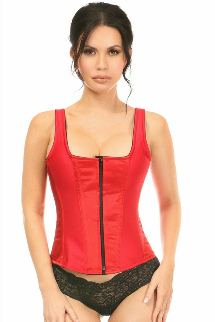Top Drawer Satin Steel Boned Corset with Straps - 655222079909