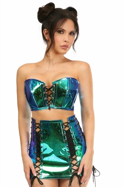 Lavish Holo Bustier & Skirt Set - 655222113429