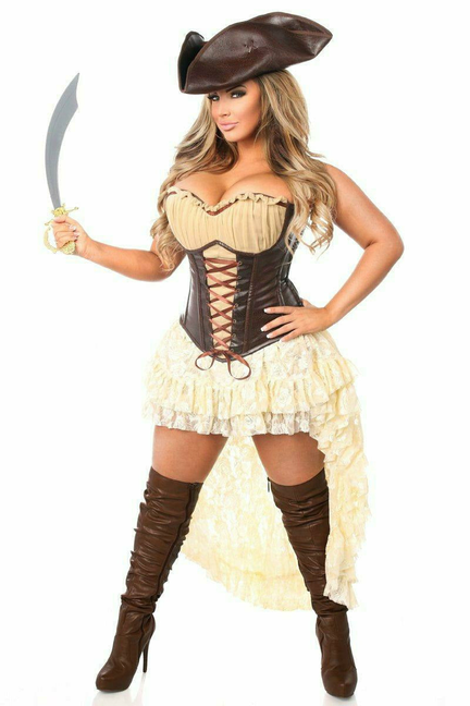 Daisy Corsets Top Drawer Pirate Captain Costume 2X Plus Size Pirate Captain Corset Dress with Accessories