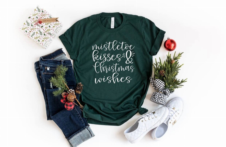Mistletoe Kisses & Christmas Wishes Tee - 171000039695