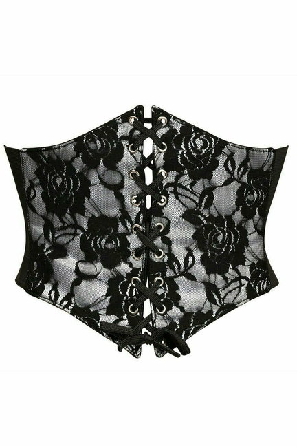 Lavish Lace Overlay Corset Belt Cincher - 782588087917