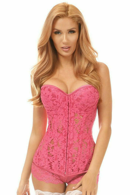 Top Drawer Underwire Sheer Lace Steel Boned Corset - 655222139689