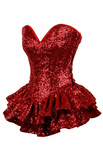 Daisy Corsets Top Drawer Sequin Steel Boned Mini Corset Dress Sequin Fabric 3X Extended Size