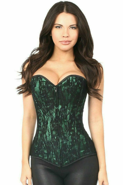 Lavish Lace Front Zipper Corset - 635409161351