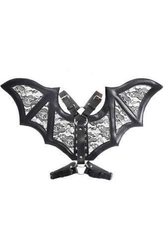 Faux Leather & Lace Wing Harness - 655222134707