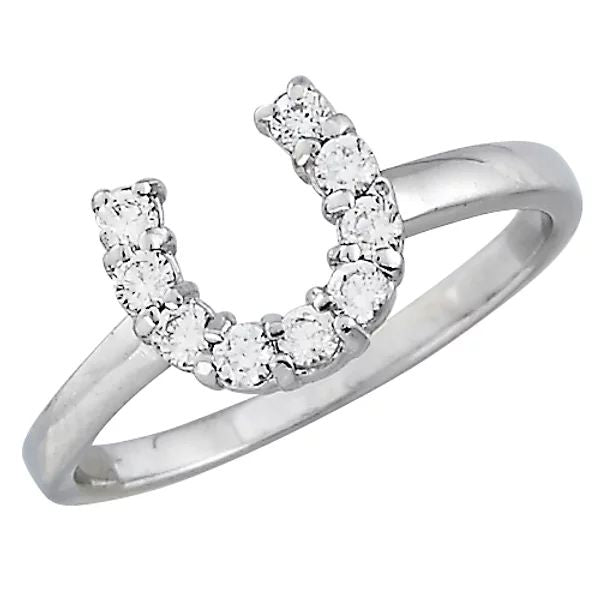 AWST Int'l Sterling Silver & Clear CZ Horseshoe Ring - 840862000820