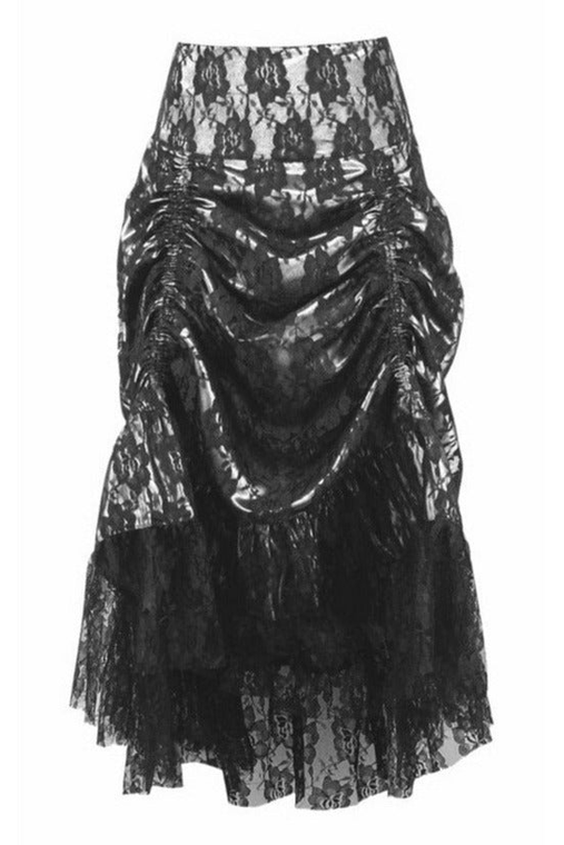 Lace Overlay Ruched Bustle Skirt - 655222111623