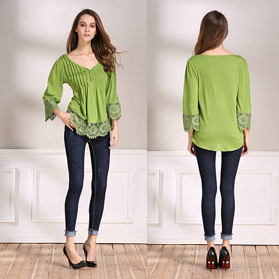 Explora Tops In Pretty Pintucks And Breezy Lace Details - 723466544894