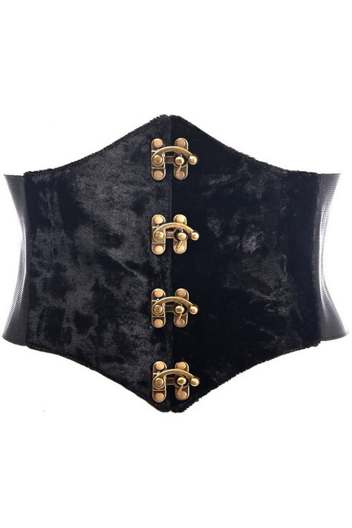 Lavish Velvet Corset Belt Cincher with Clasps - 655222136190