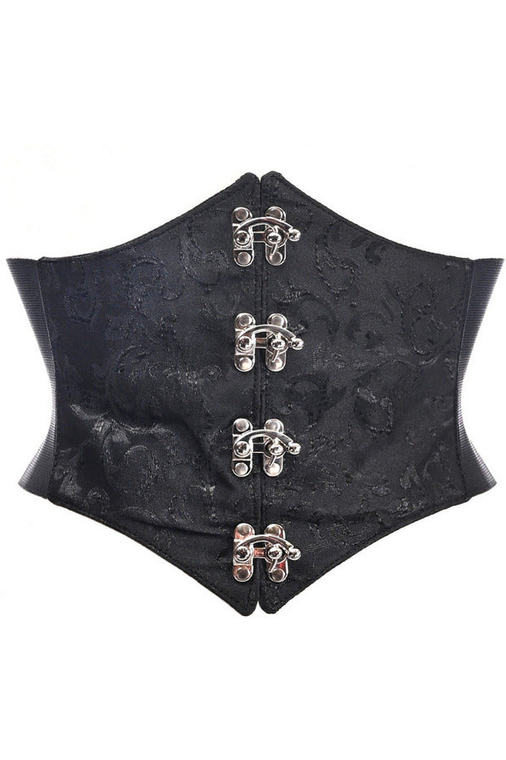 Lavish Swirl Brocade Corset Belt Cincher with Clasps - 655222136558