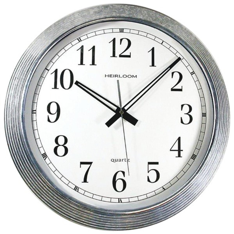 16" Galvanized Metal Silver Wall Clock - 019647004029