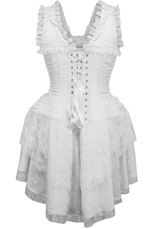 Top Drawer Steel Boned White Lace Victorian Corset Dress - 810112202328