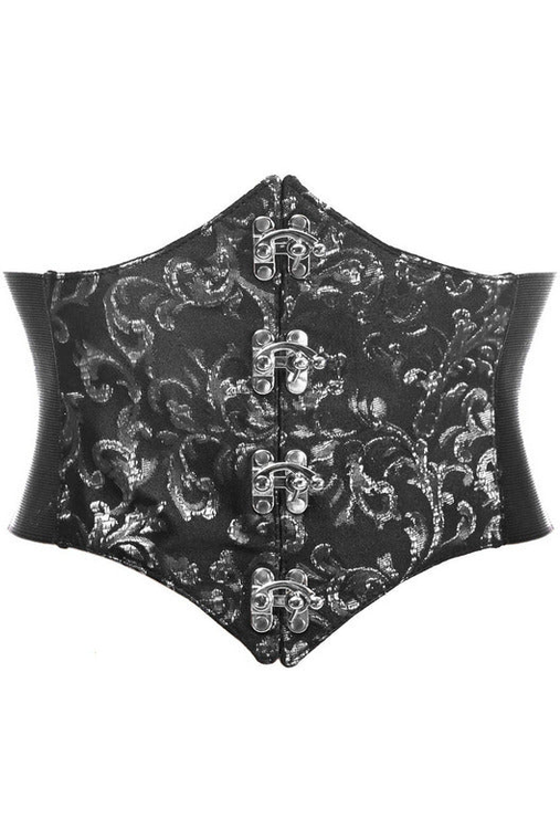 Lavish Swirl Brocade Corset Belt Cincher with Clasps - 655222136770