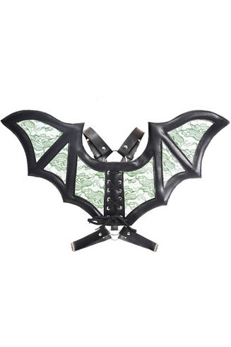 Faux Leather & Lace Wing Harness - 655222134691