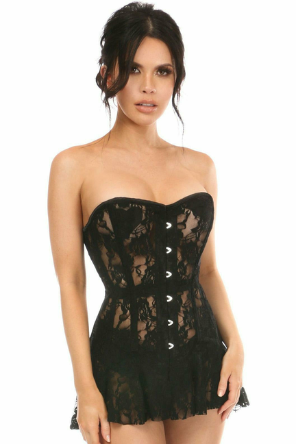 Lavish Sheer Lace Corset Dress - 782588114323