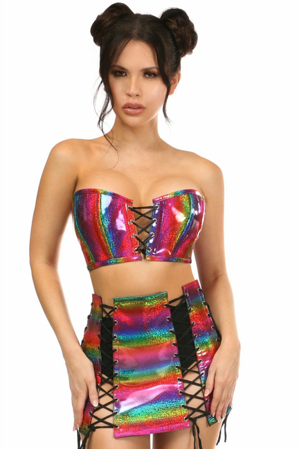 Lavish Holo Bustier & Skirt Set - 655222131348
