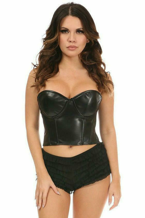Lavish Faux Leather Underwire Bustier - 655222100849