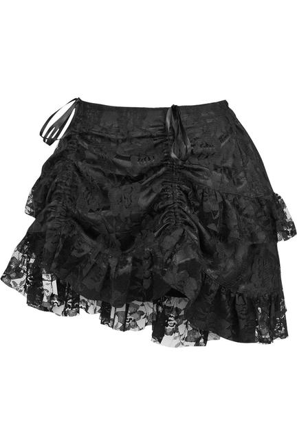 Black Lace Ruched Bustle Skirt - 840389601166