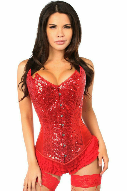 Top Drawer Sequin Pointed Top Steel Boned Corset - 635409131606
