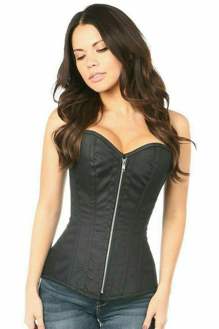 Top Drawer Cotton Steel Boned Corset with Zipper - 635409132504