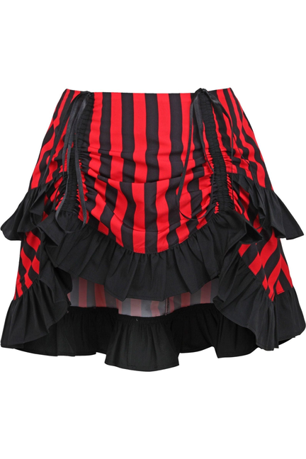 Red/Black Striped Ruched Bustle Skirt - 810112201970