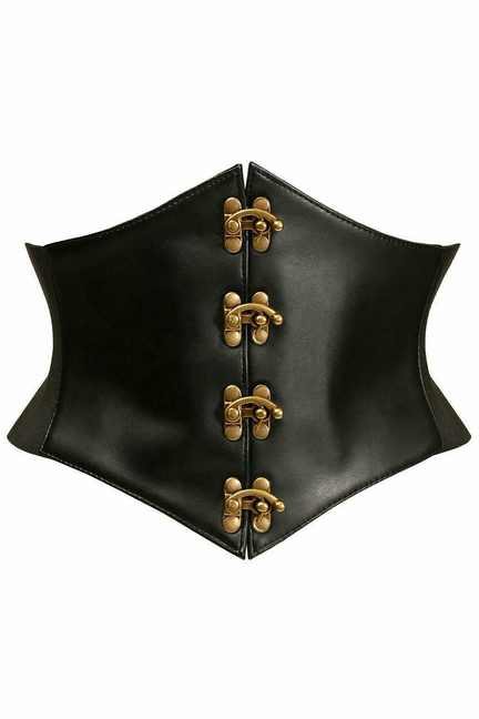 Lavish Faux Leather Corset Belt Cincher with Clasps - 782588079851