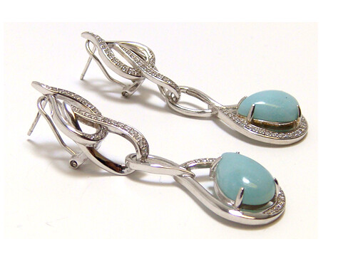 Amazonite Dangle Earrings, 925 Sterling Silver - 000354896772
