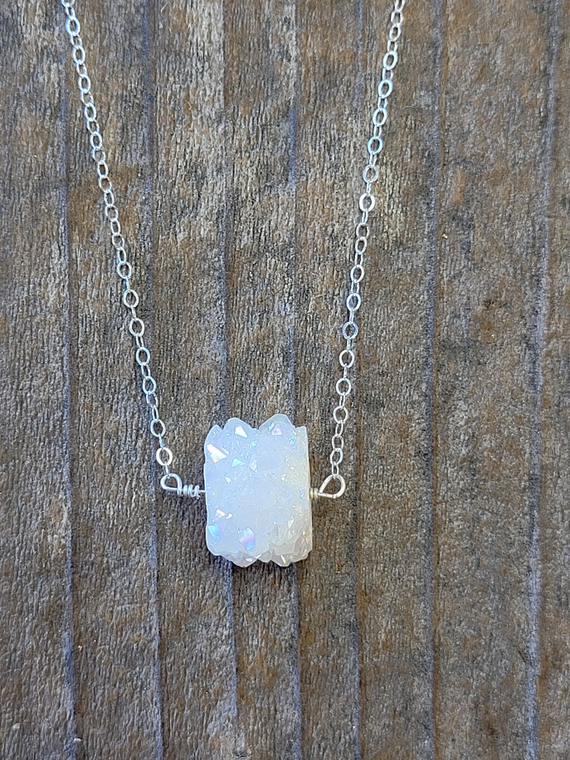 White Stalactite Druzy Necklace - 810104074759