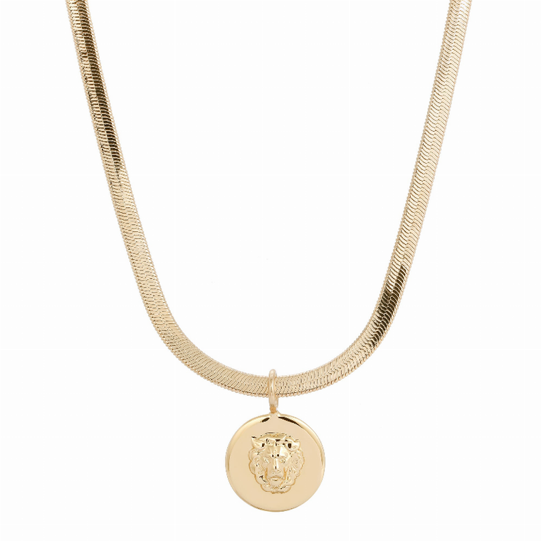 Eklexic Melissa Pendant Necklace, 10K Gold Plated, 15 Inch, Classic Everyday Pendant
