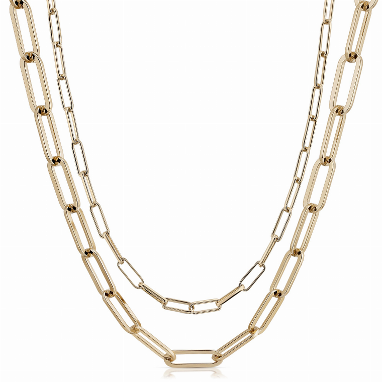 Double Elongated & Large Elongated Link Chain Necklace - 000656326332