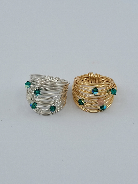Marcia Wire Wrap Ring with Swarovski Crystals - 197094668718