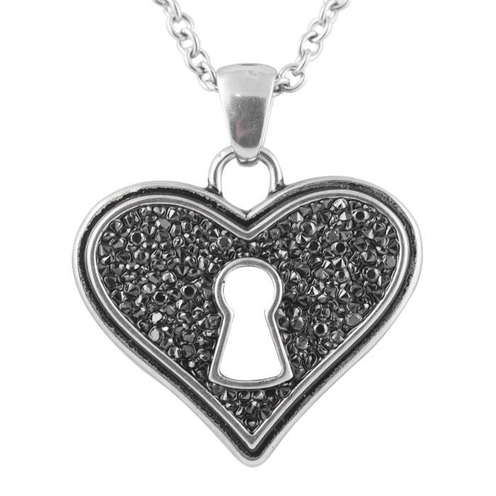 Bejeweled Heart Necklace - 734130260293