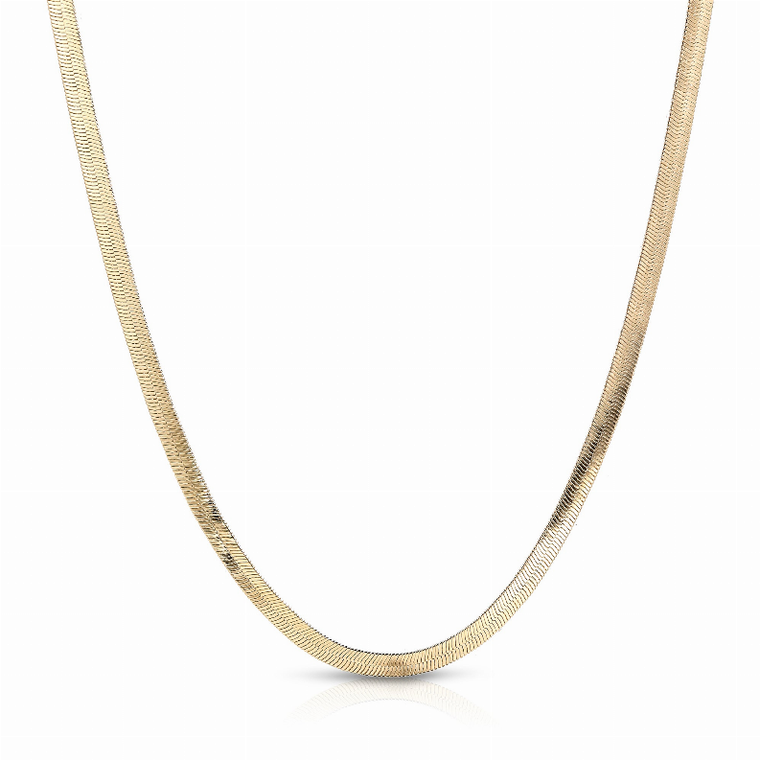 Eklexic Viper Chain Necklace, 10K Gold Plated or Rhodium-Silver Plated, 7mm Width, 16 or 18 Inch Chain