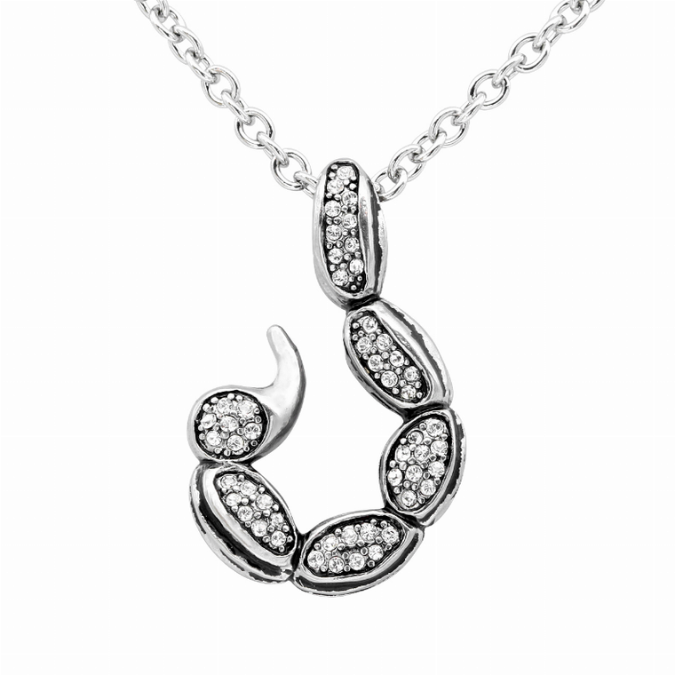 Scorpion Tail Necklace with Swarovski Crystal - 734130259709