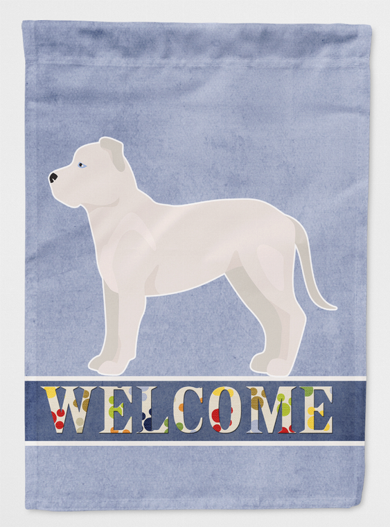 White Bullboxer Welcome Flag Canvas House Size - 194030051207
