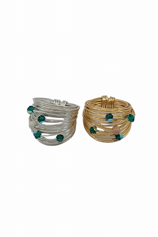 Marcia Wire Wrap Ring with Swarovski Crystals - 197094668657
