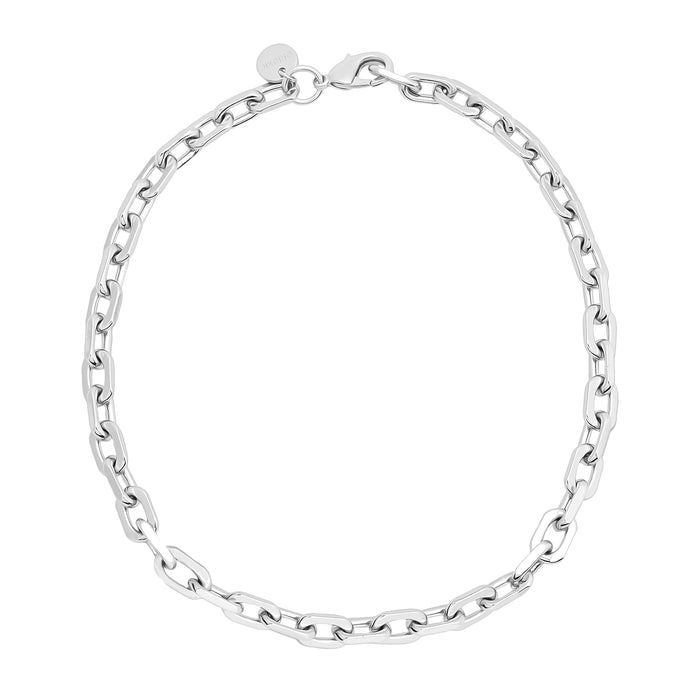 Eklexic Lennon Necklace, Rhodium?Silver Finish, 18 Inch, Polished Timeless Look