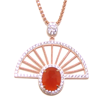 Red Agate, Dangle Chain Pendant, 925 Sterling Silver - 000354896961