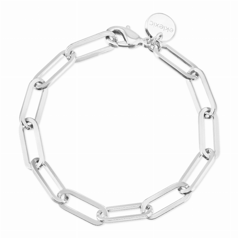 Silver Large Elongated Link Chain Anklet - 000458452394