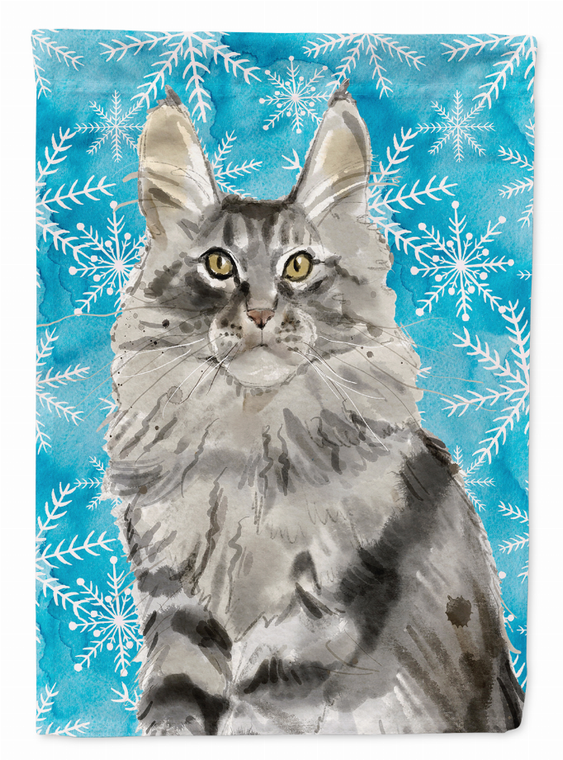 Winter Snowflake Cat Art Flag Canvas - 194030048245
