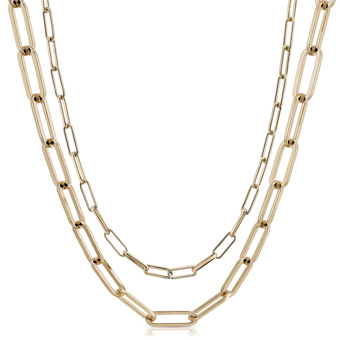 Double Elongated & Large Elongated Link Chain Necklace - 000656326333