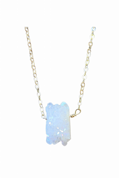 White Stalactite Druzy Necklace - 810104074742