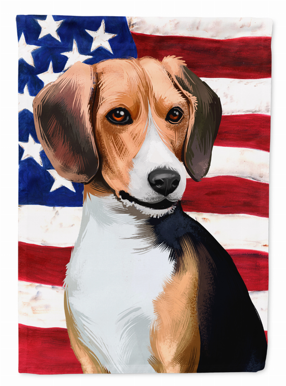 American Flag with Dog Artwork Flag Canvas House Size - 194030218112