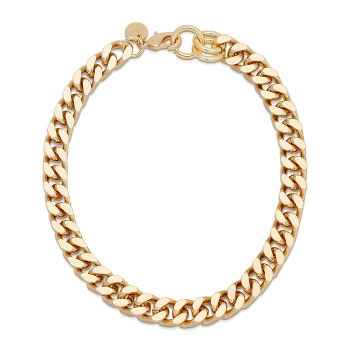 Eklexic Taraji Necklace, 18 Inch, Brass Cuban Link Chain