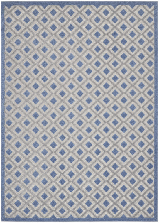 9' X 12' Blue And Grey Gingham Non Skid Indoor Outdoor Area Rug - 606114455776