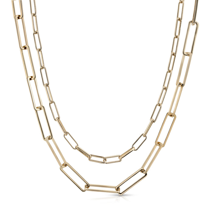 Double Elongated & Large Rectangle Link Chain Necklace - 000656326337