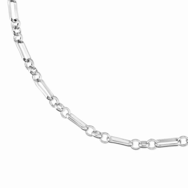Silver Double Small Multi Link & Elongated Link Chain Necklace - 000354785906