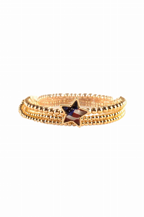 Patriotic American Flag Stretch Bracelet - Star - 196704173543