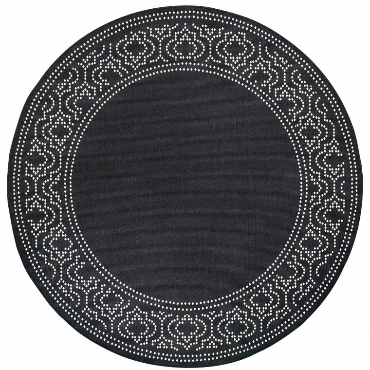 8' Round Black Round Stain Resistant Indoor Outdoor Area Rug - 606114582274